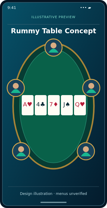 Illustrative Yono Rummy Rummy Table concept; not an actual app screenshot