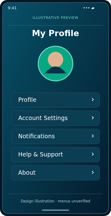 Illustrative Yono Rummy Profile & Settings concept; not an actual app screenshot