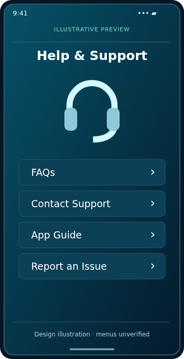 Illustrative Yono Rummy Help & Support concept; not an actual app screenshot